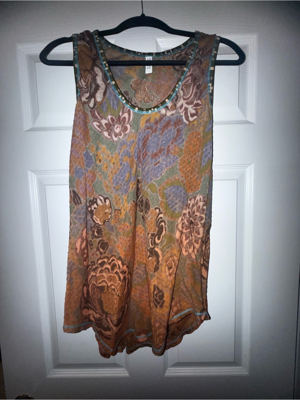 Gregory Parkinson Tank Top Womens Large Colorful Floral Scoop Neck Boho  P2P 13